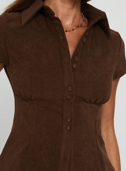 Cottesloe Cord Blouse Top Chocolate