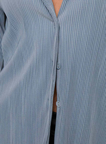 Louie Pleated Shirt Blue
