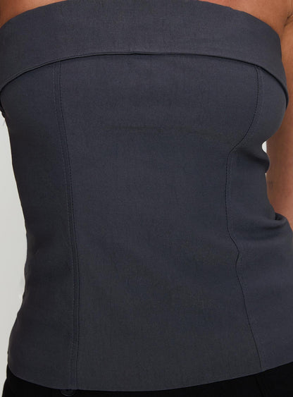 Good Looking Strapless Top Charcoal