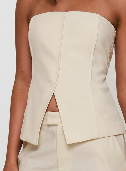 Lavish Living Strapless Top Cream Petite