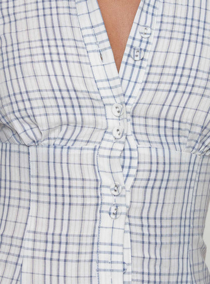 Cottesloe Blouse Top Blue Check