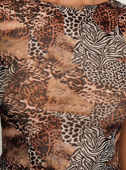 Tied In Short Sleeve Top Leopard