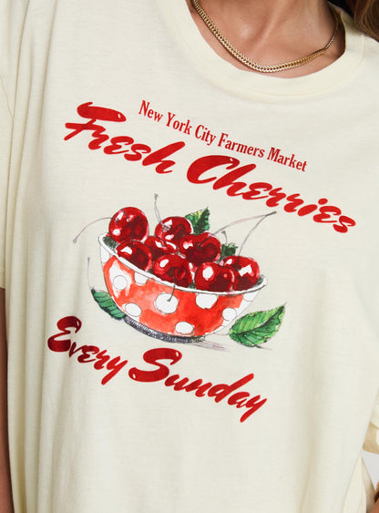 Fresh Cherries Oversized Tee Yellow