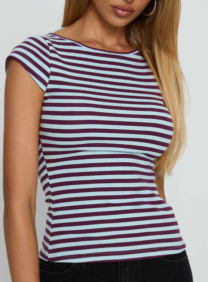 Drives Me Crazy Backless Top Blue Stripe