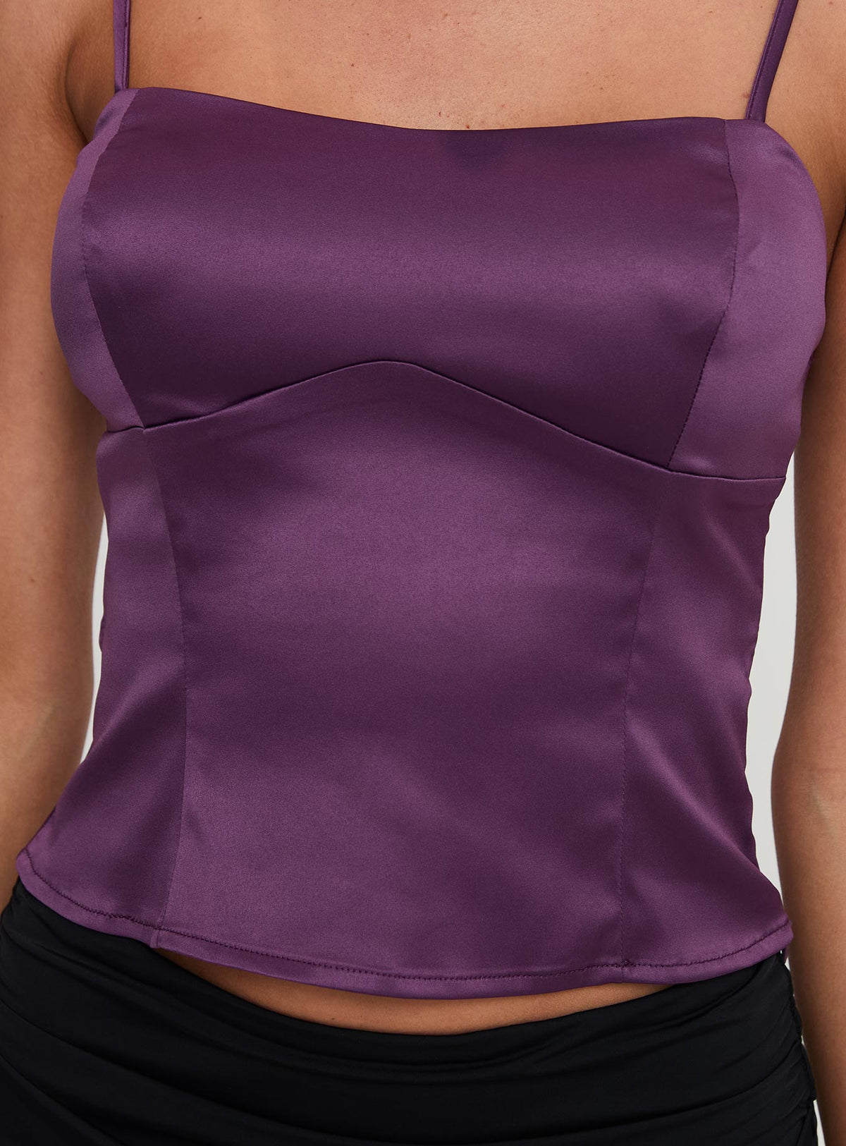 Marcelline Satin Top Plum