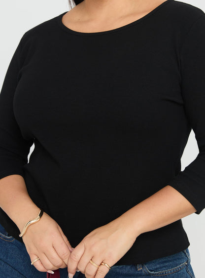 Elaia 3/4 Sleeve Top Black Curve