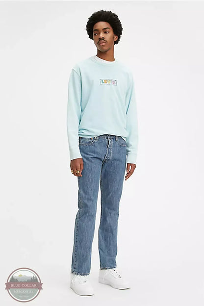 Levi's 501-0193 501 Original Fit Button Fly Jeans in Medium Stonewash Front View