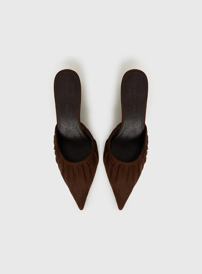 Admiration Pointed Toe Faux Suede Heels Brown