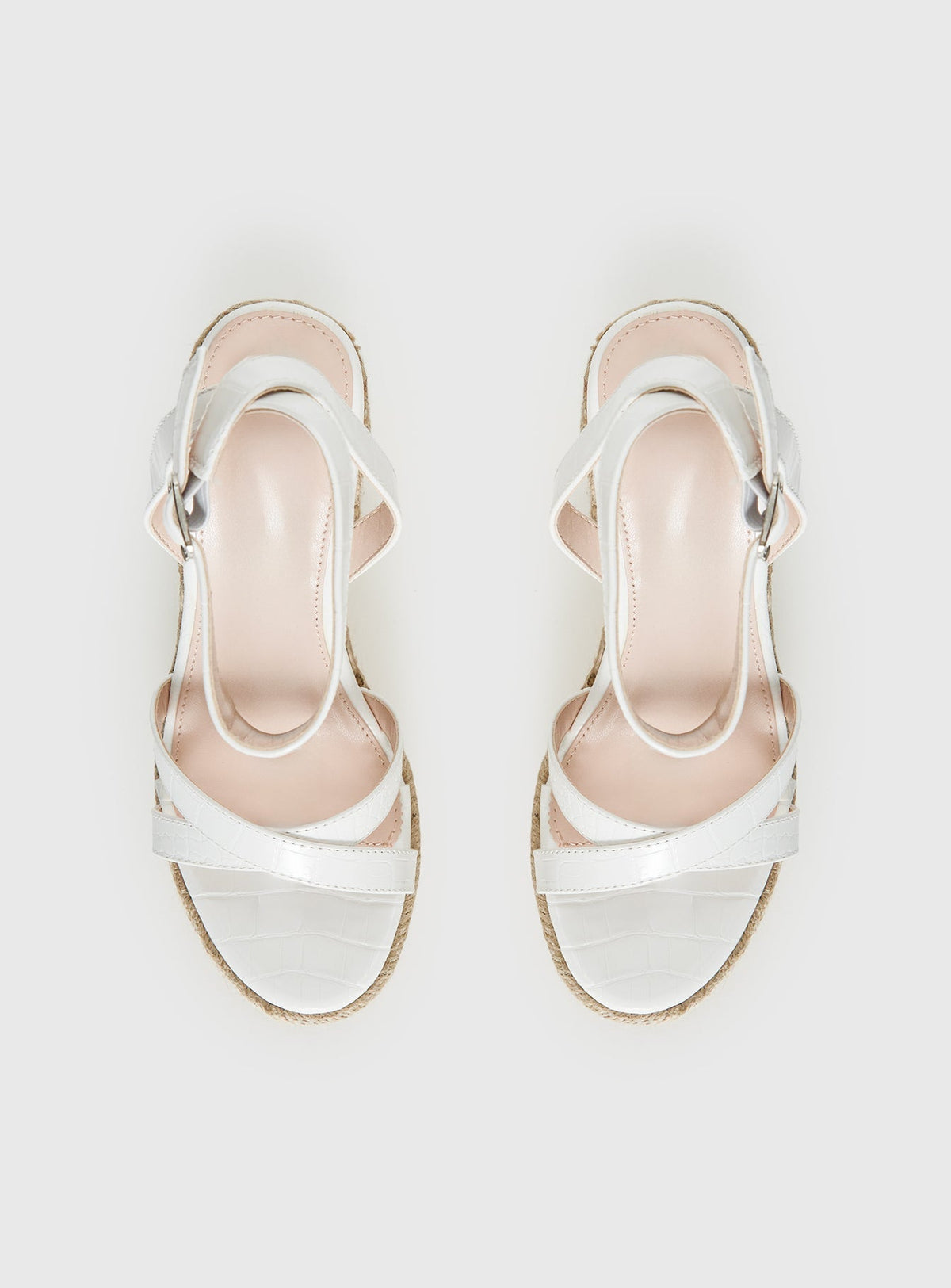 Jesper Espadrille Wedged Heels White Croc