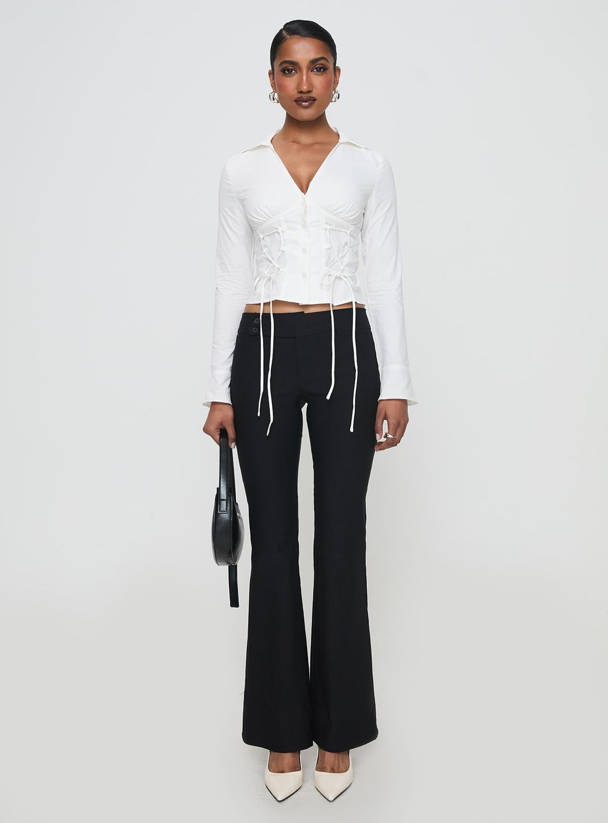 Tied To You Long Sleeve Top White