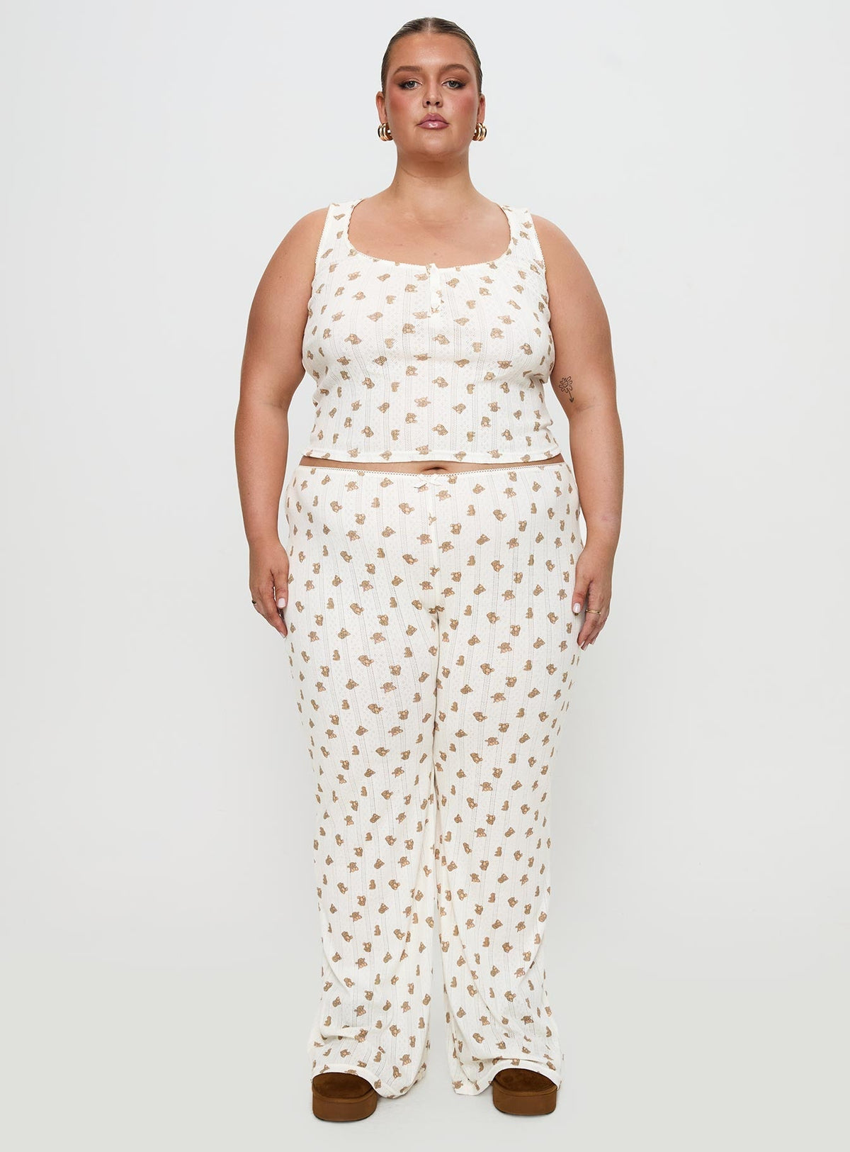 Sleepytea Pointelle Sleep Tank Top Multi Curve