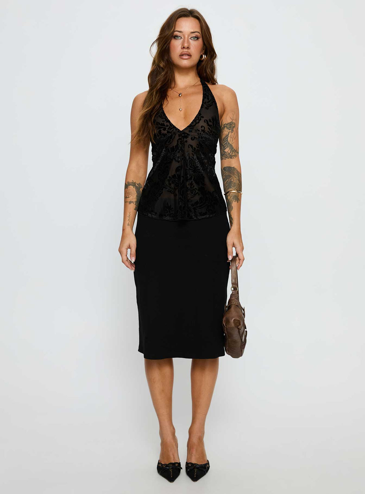Eccentric Halter Top Black