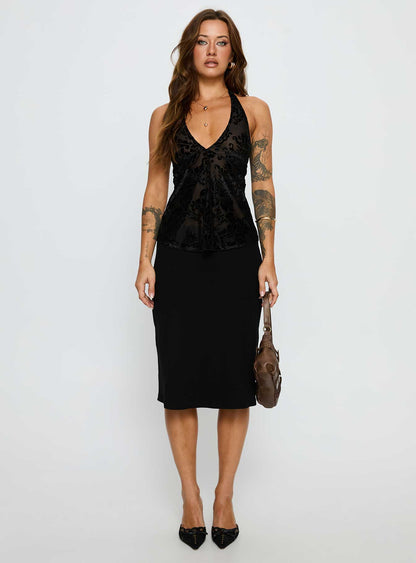 Eccentric Halter Top Black