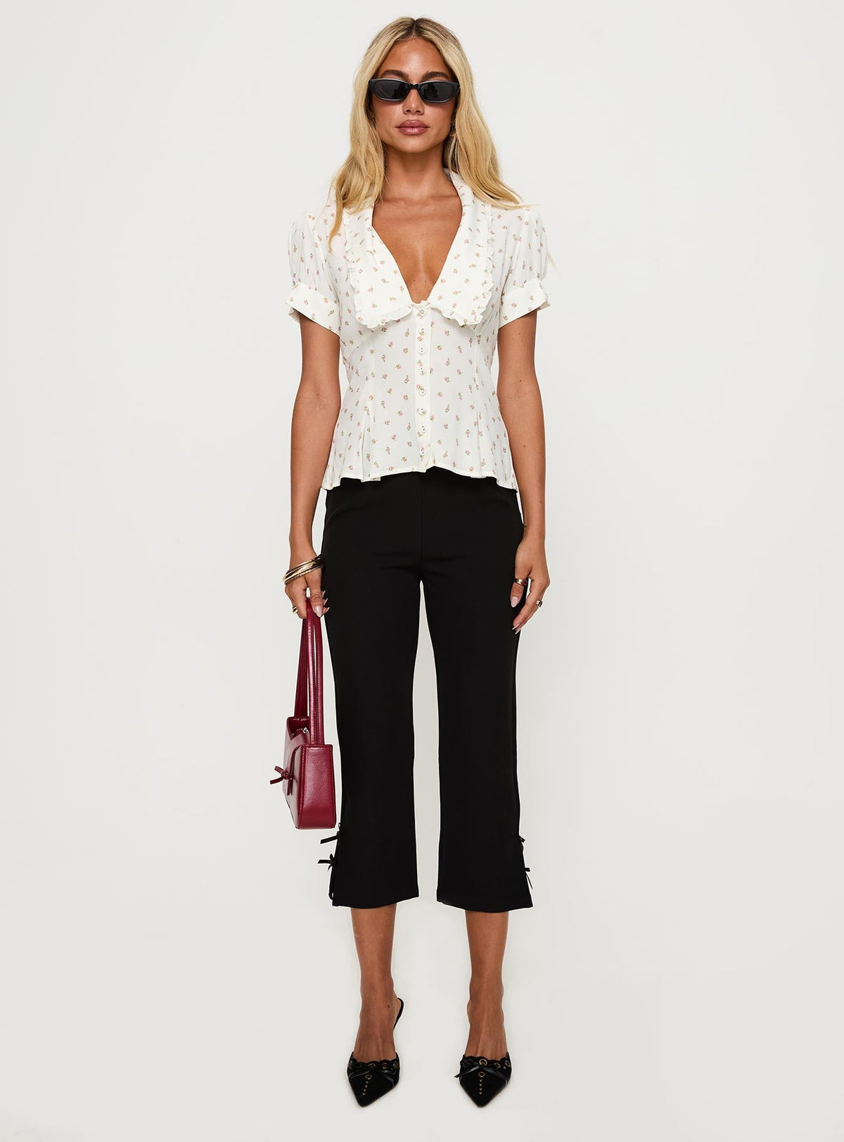 Esmarie Blouse Top White Floral
