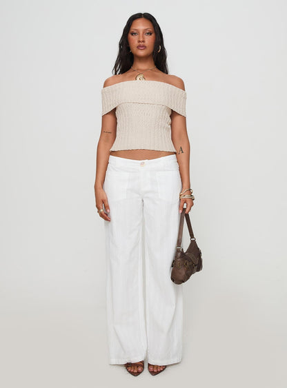 Murmur Off Shoulder Top Beige