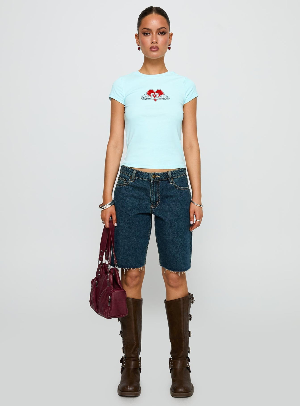 Sweet Swans Baby Tee Blue