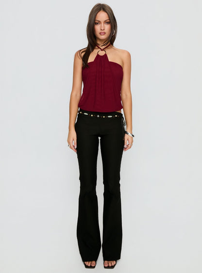 Hedlea Draped Ring Detail Top Wine