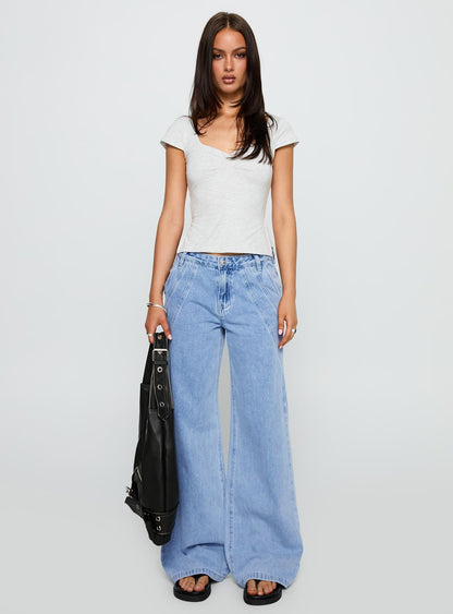 Rehna Short Sleeve Top Grey Marle