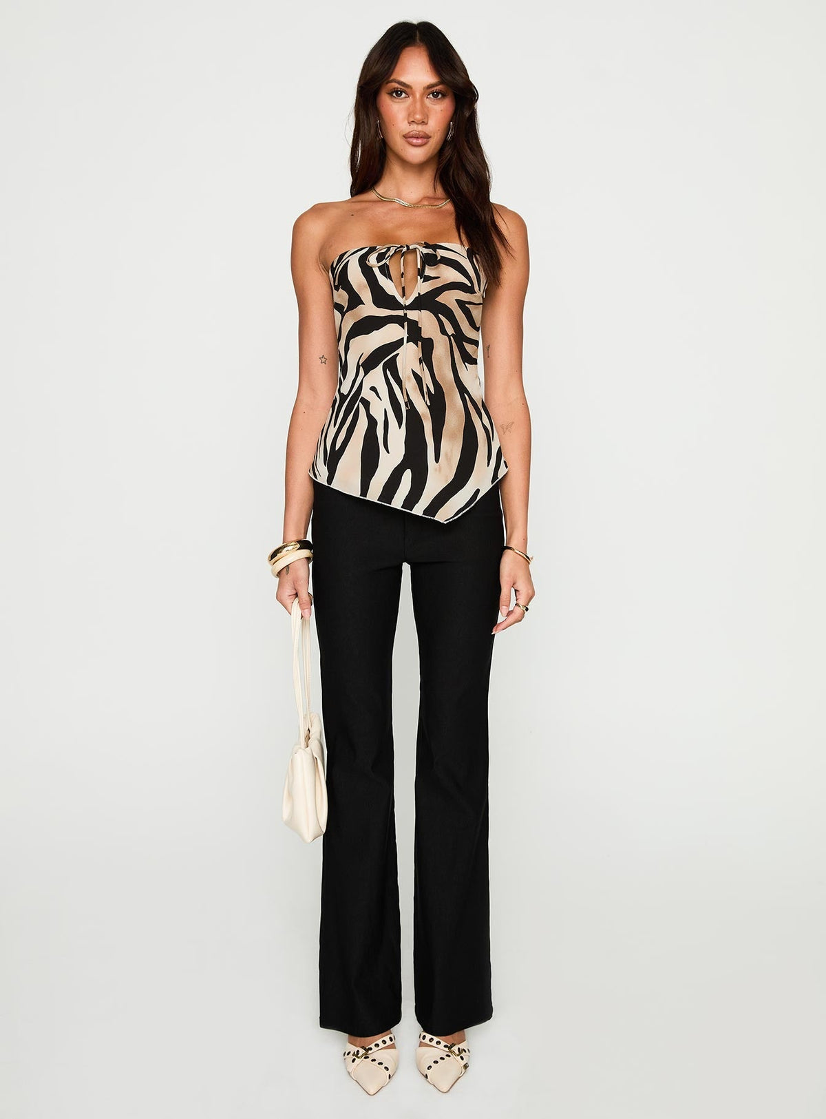 I Wonder Strapless Cut Out Top Tiger