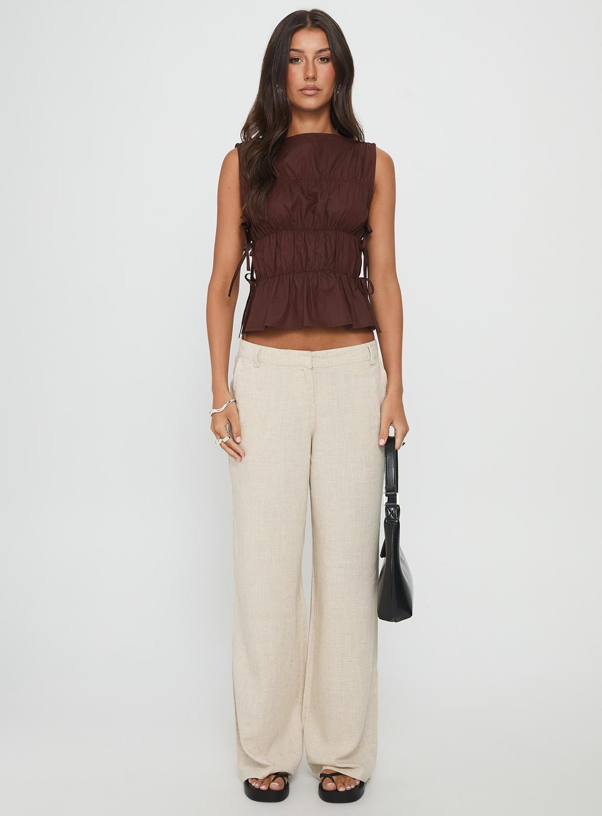 Endless Summers Tie Side Top Chocolate