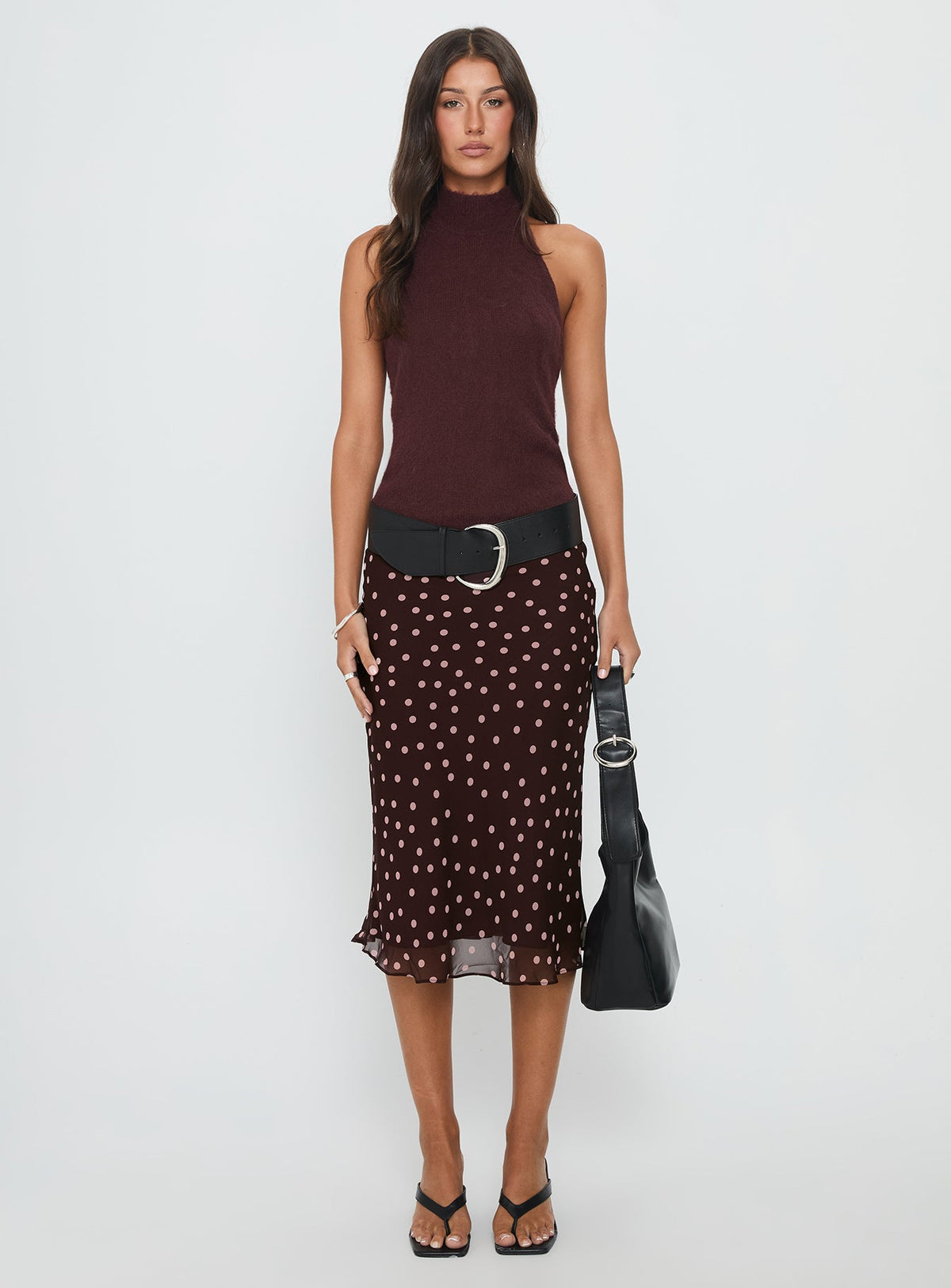Zariela High Neck Sleeveless Top Burgundy