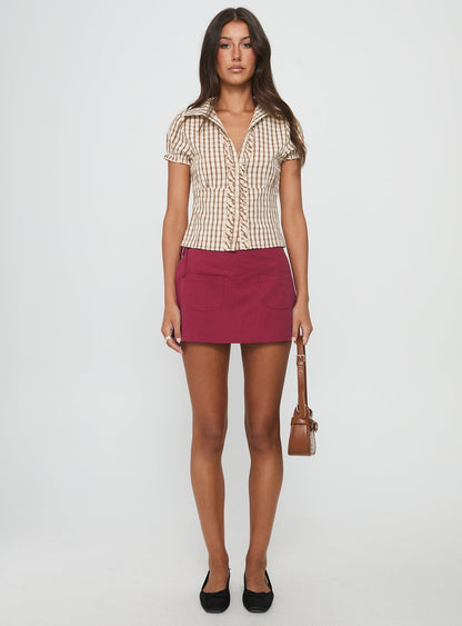 Arla Blouse Brown Check