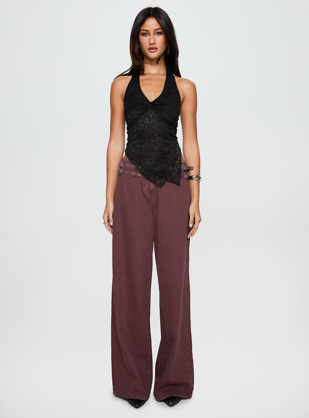 Alviera Lace Halter Top Black