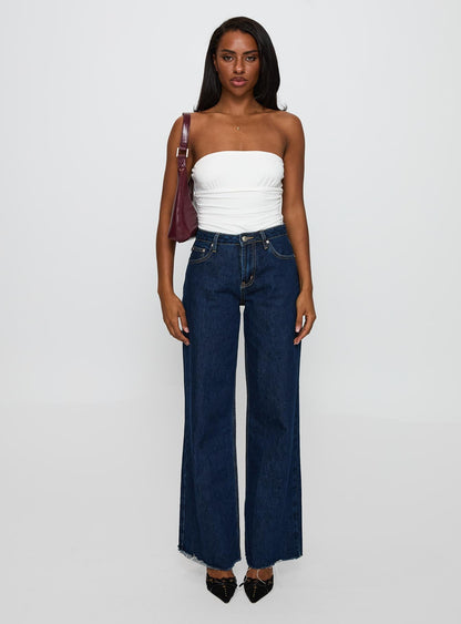 Coincidence Strapless Ruched Bodysuit White