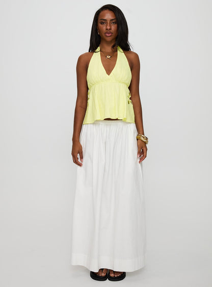 Just Want You Halter Floral Cut Out Top Yellow
