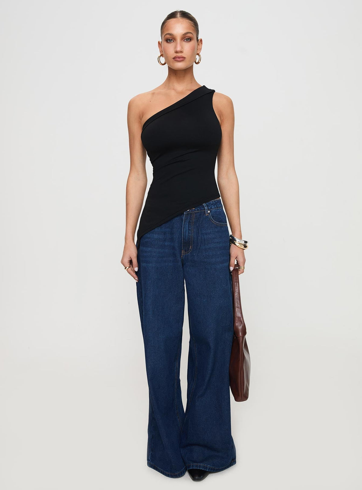Lunah One Shoulder Top Black