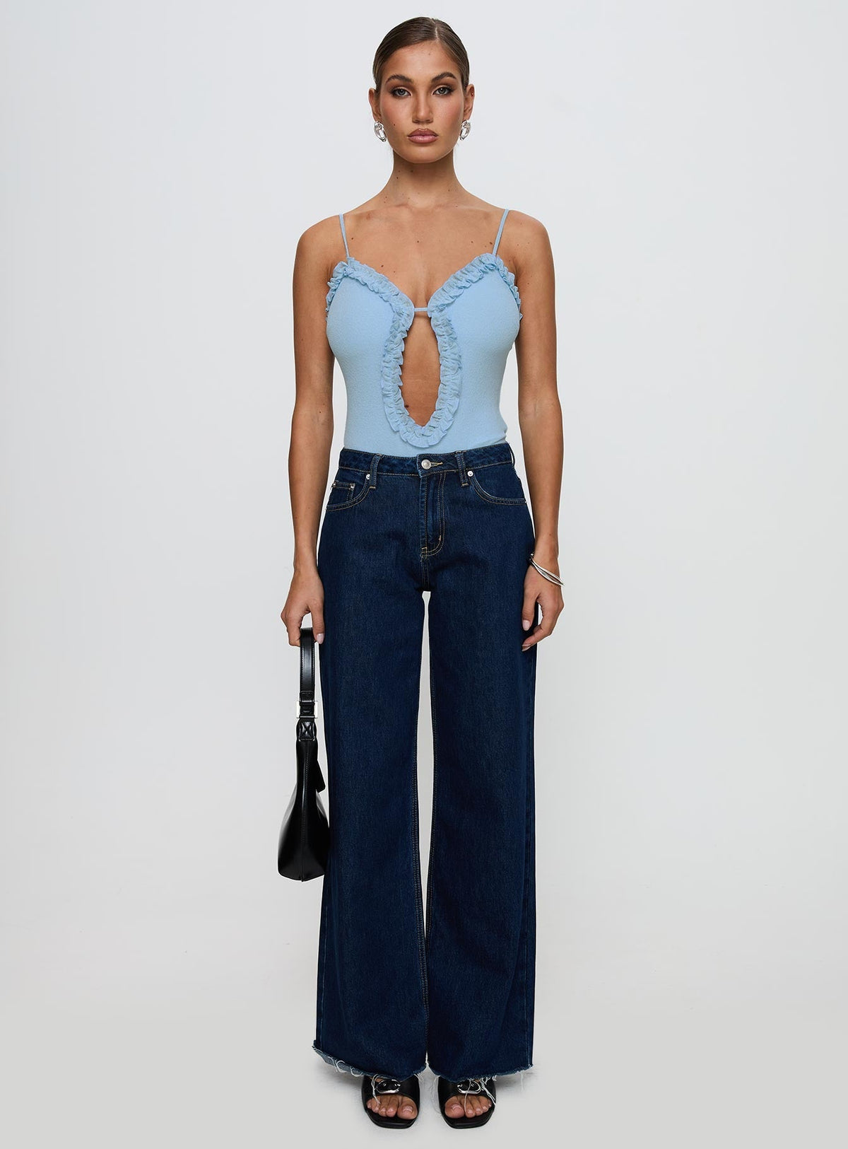 Rhyde Plunging Frill Bodysuit Blue