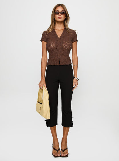 Best Shot Collared Top Brown