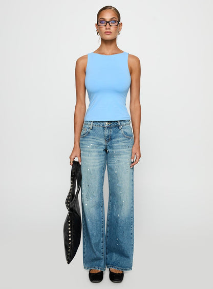 Lose Your Number High Neck Top Blue