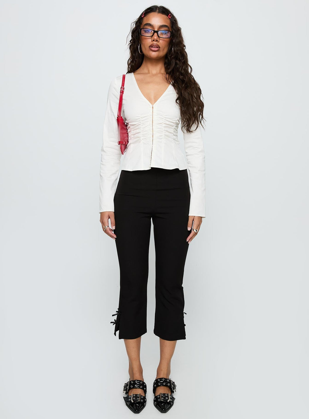Indulgence Long Sleeve Corset Top White