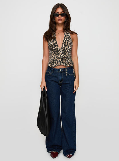Feel This Way Wrap Top Leopard