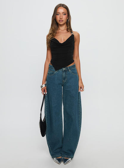 Where Were You Cowl Neck Top Black