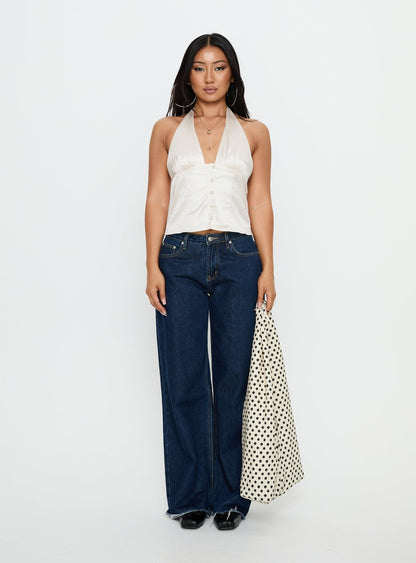Isolda Satin Halter Top Cream