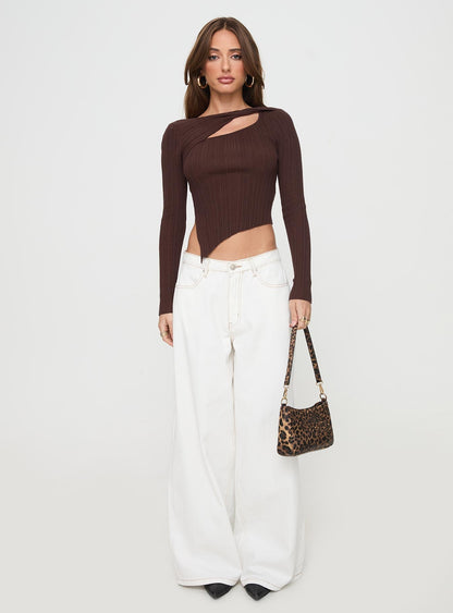 Ellara Long Sleeve Top Brown