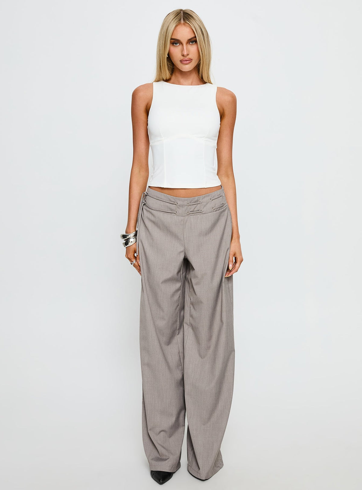 Georgetta Bust Detail Cami Top White