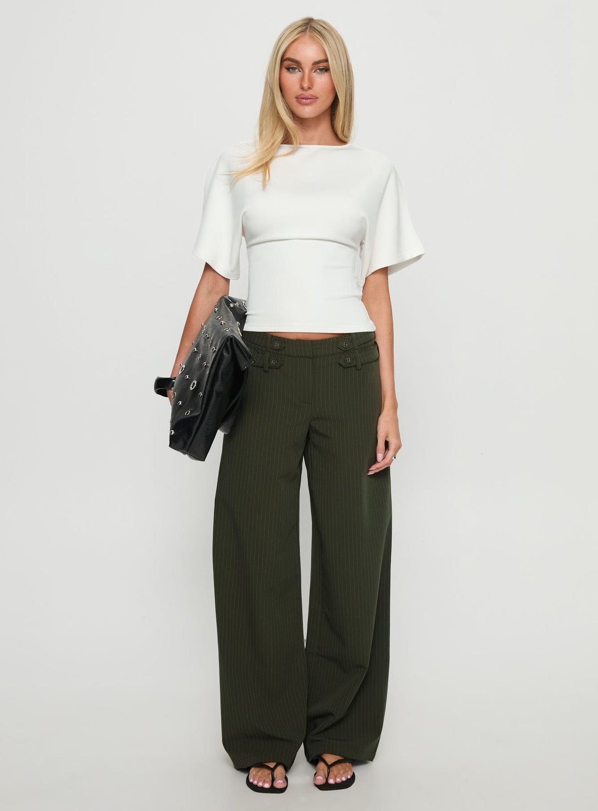 Arazia Cinched Short Sleeve Top White