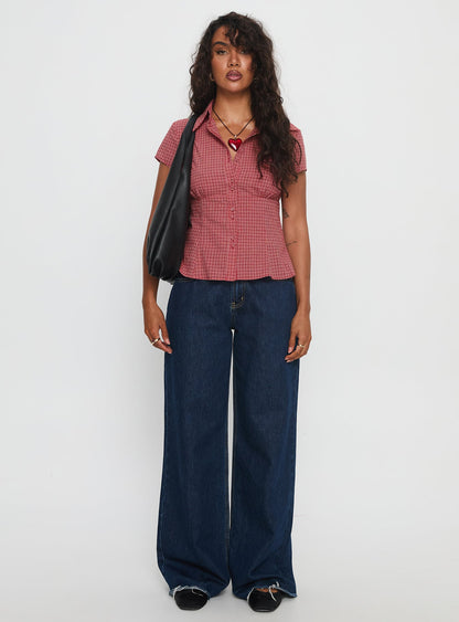 Cottesloe Blouse Top Red Check