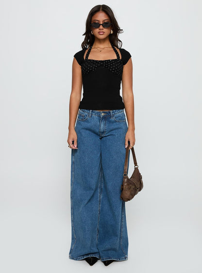 Emberglow Top Black / Polka