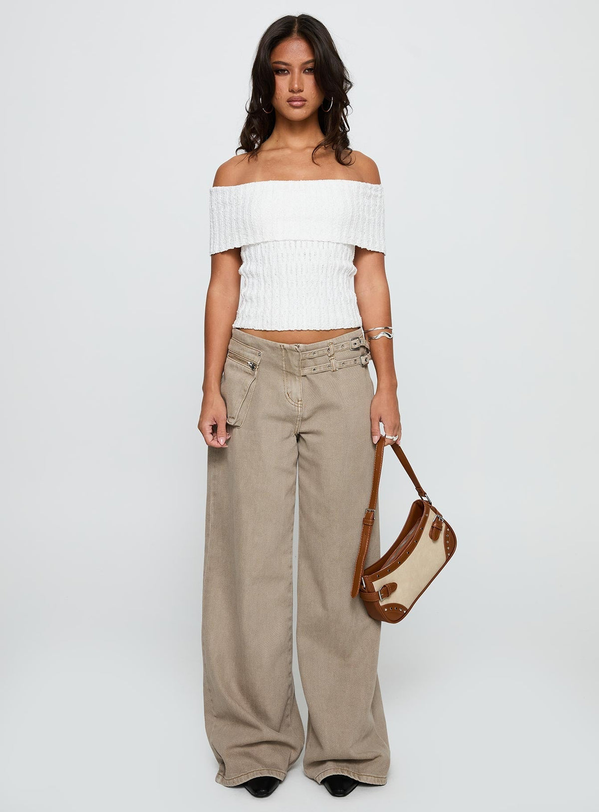 Murmur Off Shoulder Top White