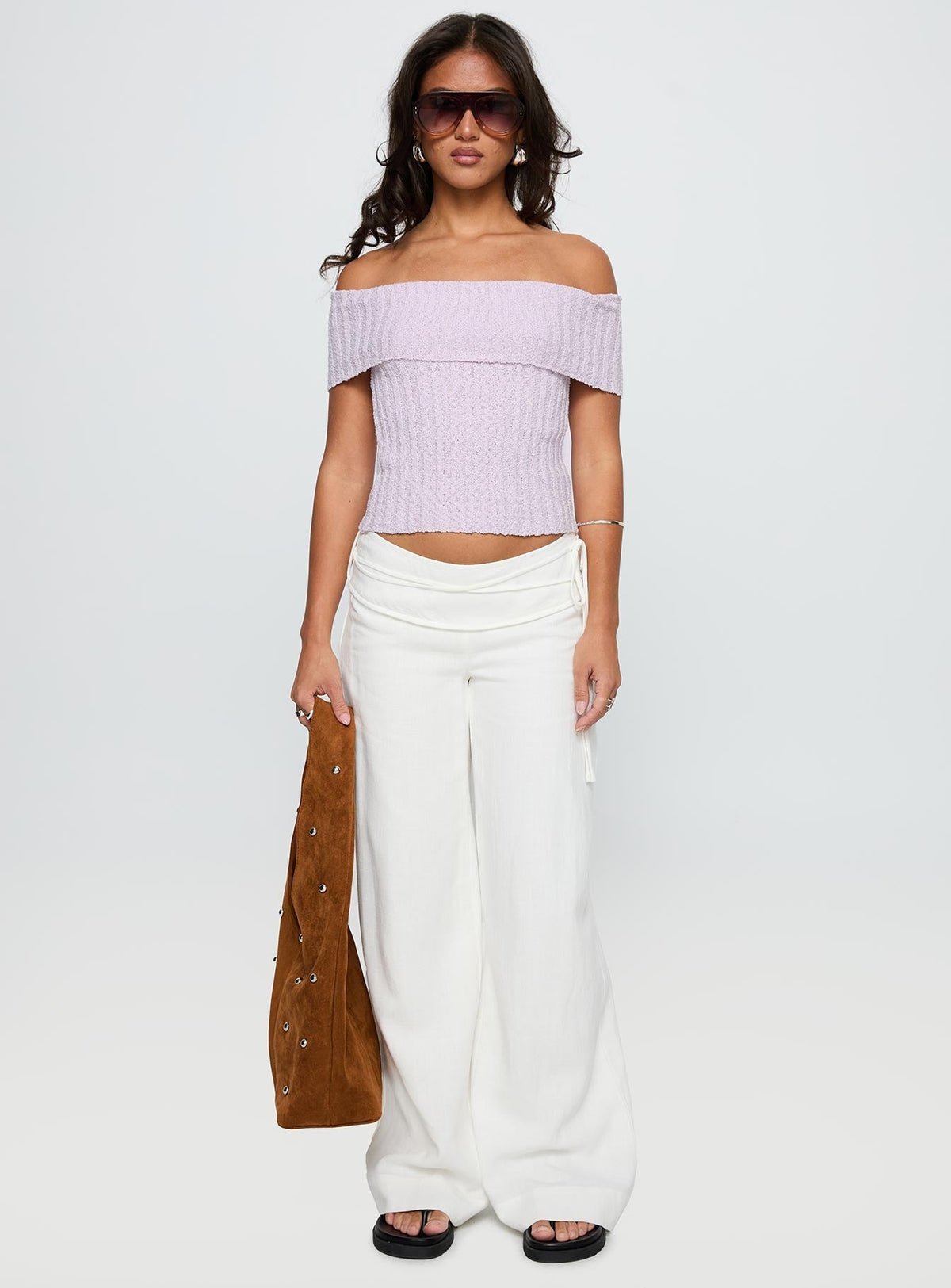 Murmur Off Shoulder Top Lilac