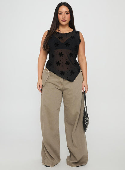Avelaine Mesh Top Black Curve