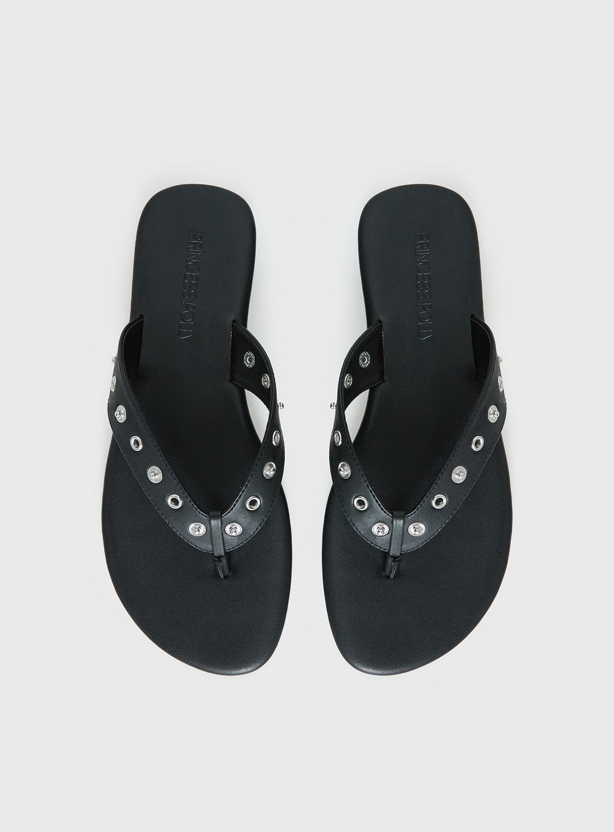 Lyana Eyelet Detail Sandals Black