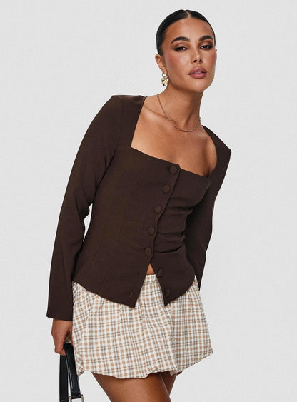 Gaskin Long Sleeve Top Brown