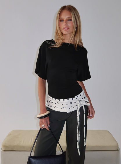 Arazia Cinched Short Sleeve Top Black