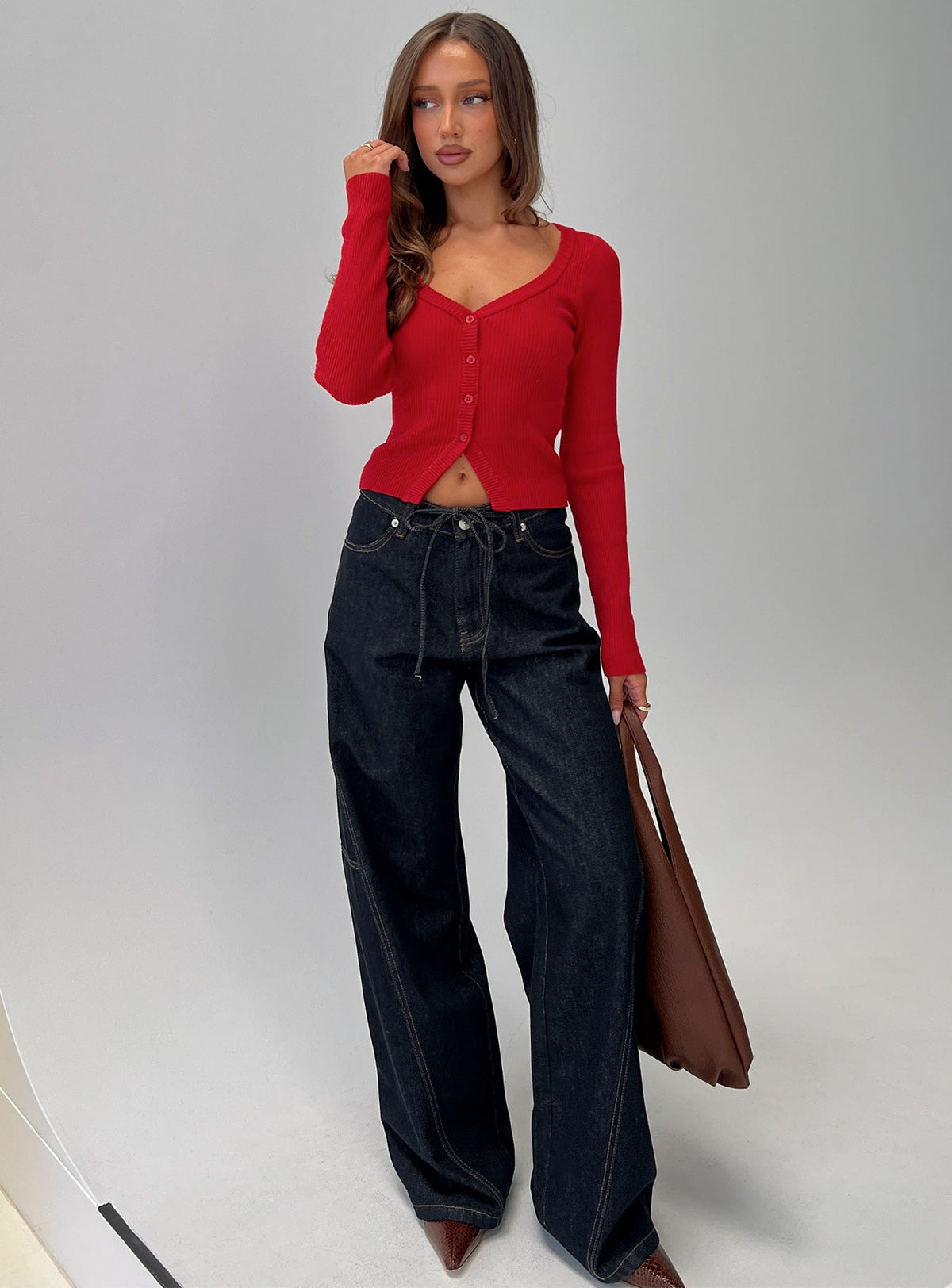 Sorenna Long Sleeve Top Red