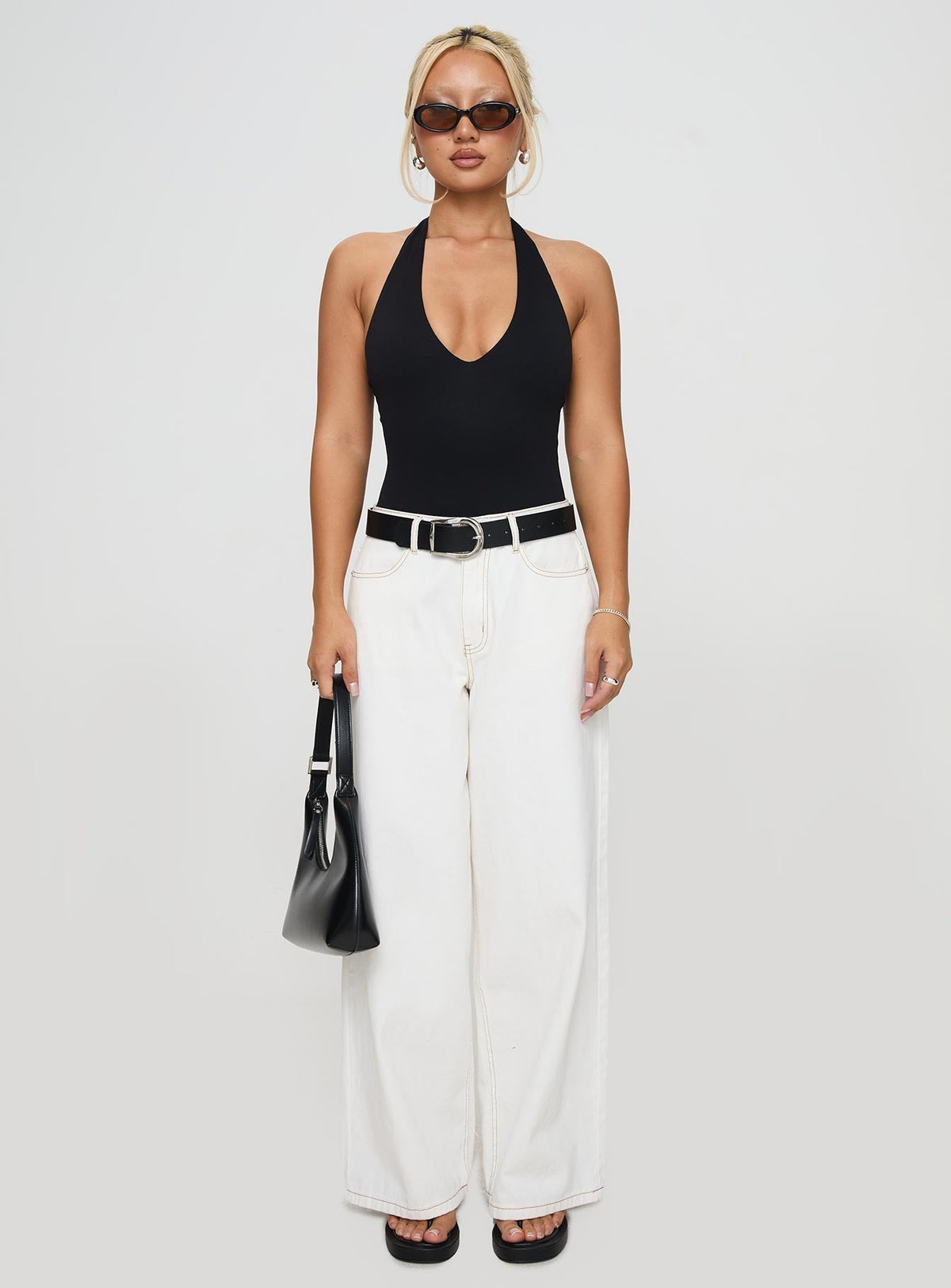 Someone New Halter Bodysuit Black Tall